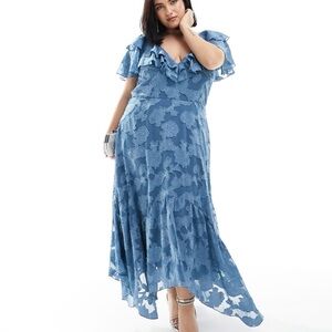 Elegant Blue Floral Dress